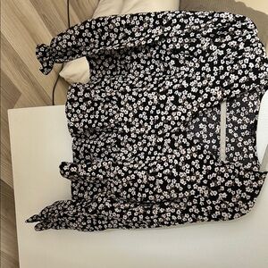 Floral Black and White Blouse